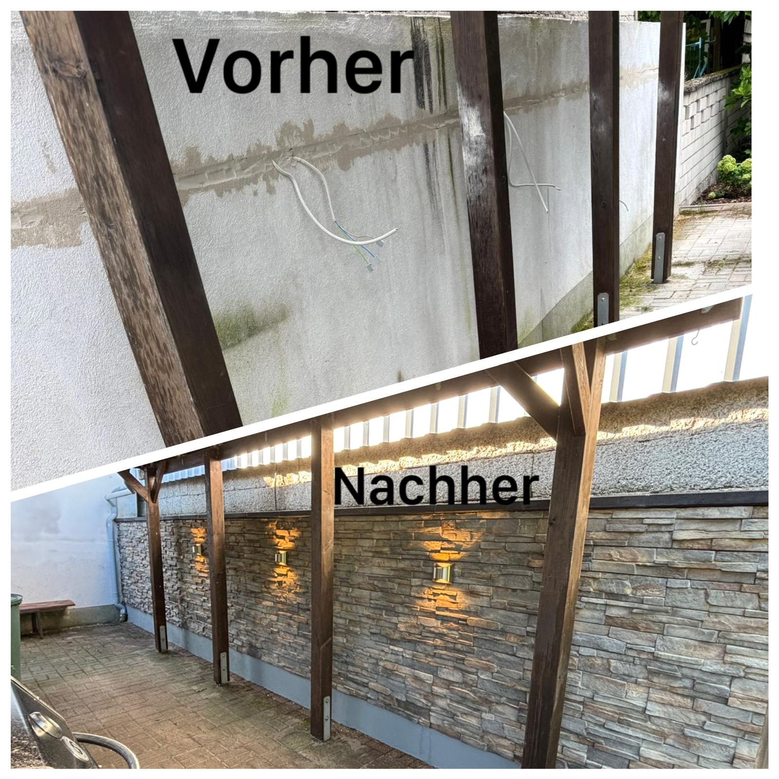 Vorher-Nachher-Ansicht eines Außenbereichs